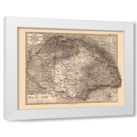 Countries of Hungarian Crown Europe - Stieler 1885 White Modern Wood Framed Art Print by Stieler