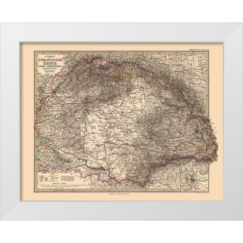 Countries of Hungarian Crown Europe - Stieler 1885 White Modern Wood Framed Art Print by Stieler