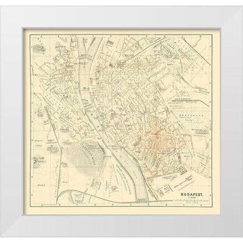 Budapest Hungary Europe - Baedeker 1896 White Modern Wood Framed Art Print by Baedeker