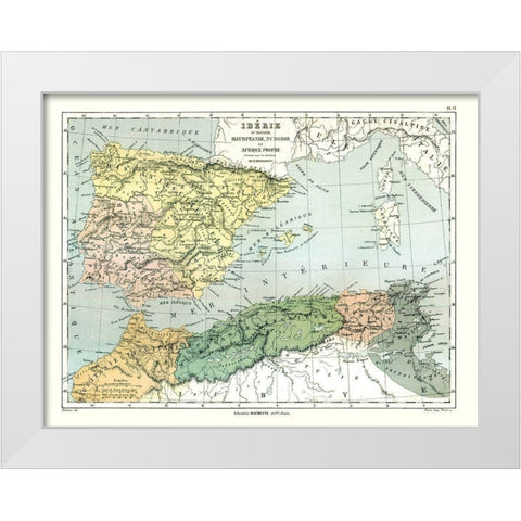 Iberian Peninsula Spain Africa - Cortambert 1880 White Modern Wood Framed Art Print by Cortambert