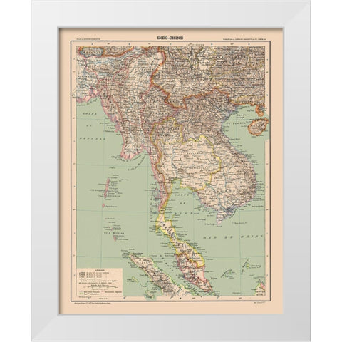 Asia Indochina - Schrader 1908 White Modern Wood Framed Art Print by Schrader