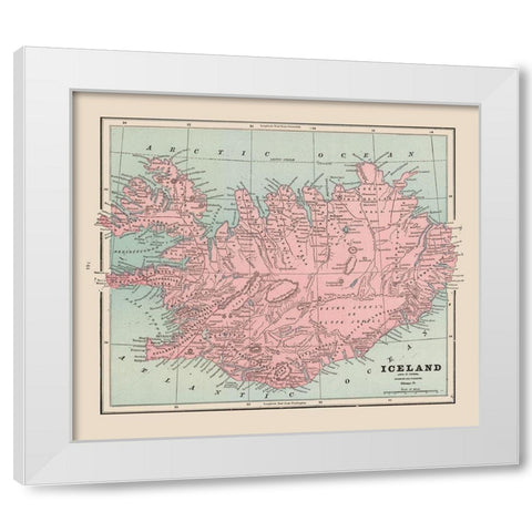 Iceland - Cram 1892 White Modern Wood Framed Art Print by Cram