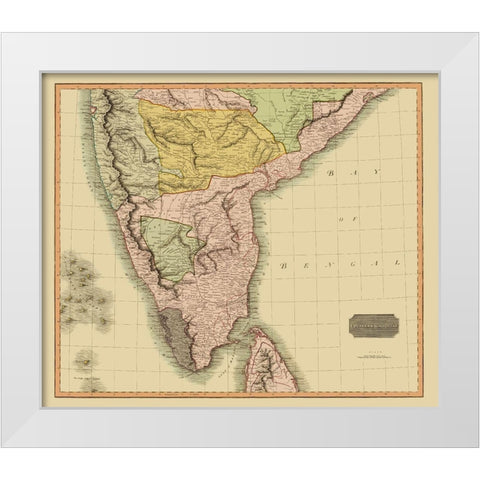 Southern Hindostan British India - Thomson 1816 White Modern Wood Framed Art Print by Thomson