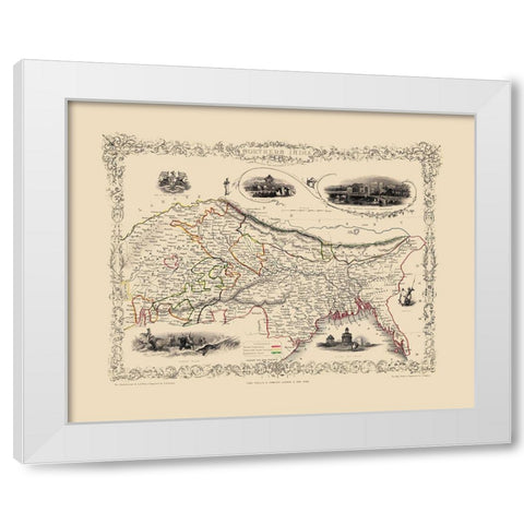India - Tallis 1851 White Modern Wood Framed Art Print by Tallis