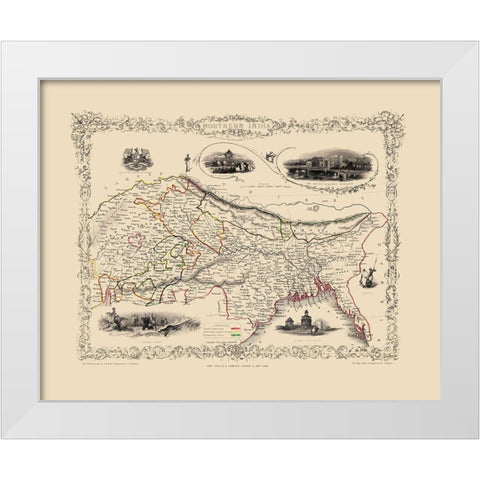 India - Tallis 1851 White Modern Wood Framed Art Print by Tallis