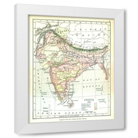 India 1857 - Gardiner 1902 White Modern Wood Framed Art Print by Gardiner