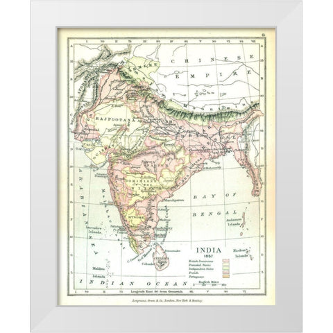 India 1857 - Gardiner 1902 White Modern Wood Framed Art Print by Gardiner