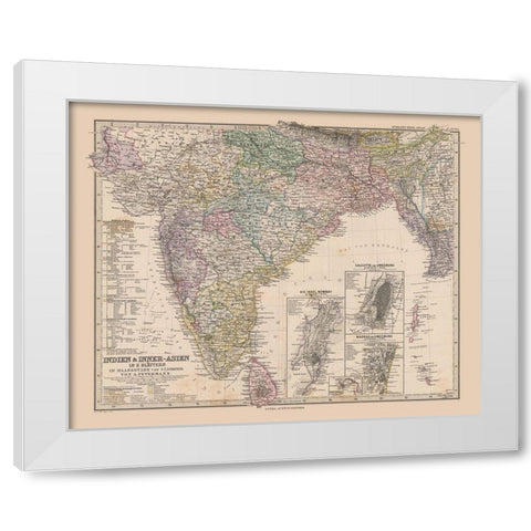 India - Stieler 1885 White Modern Wood Framed Art Print by Stieler