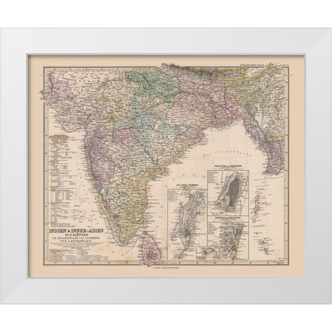 India - Stieler 1885 White Modern Wood Framed Art Print by Stieler