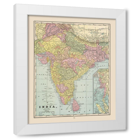 India - Cram 1892 White Modern Wood Framed Art Print by Cram