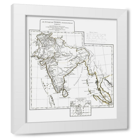 Ancient India - DAnville 1799 White Modern Wood Framed Art Print by D''Anville