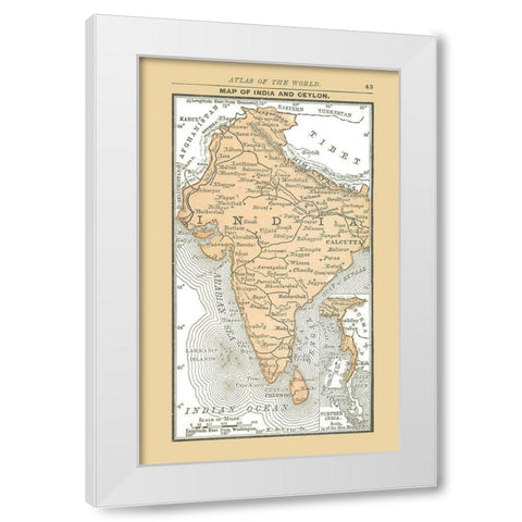 Ceylon India Sri Lanka Asia - Alden 1886 White Modern Wood Framed Art Print by Alden