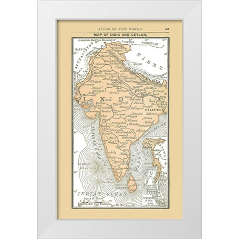 Ceylon India Sri Lanka Asia - Alden 1886 White Modern Wood Framed Art Print by Alden