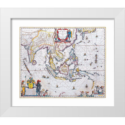 Asia India - Blaeu 1665 White Modern Wood Framed Art Print by Blaeu