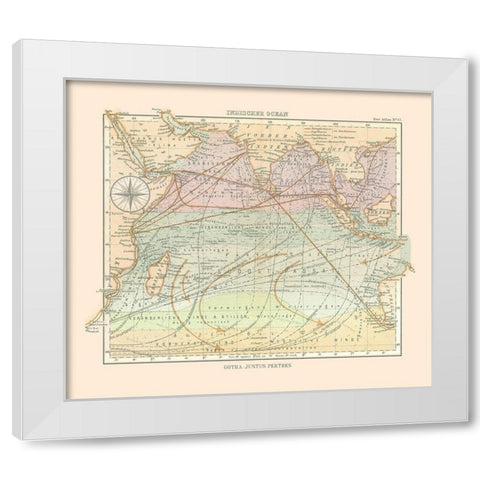 Asia Indian Ocean - Perthes 1914 White Modern Wood Framed Art Print by Perthes