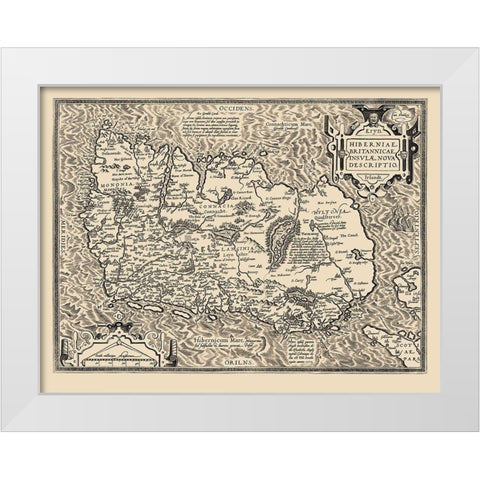 Ireland - Ortelius 1598 White Modern Wood Framed Art Print by Ortelius
