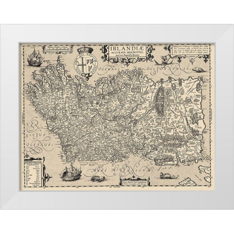 Ireland - Ortelius 1606 White Modern Wood Framed Art Print by Ortelius