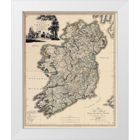 Kildare County Ireland - Beaufort 1882 White Modern Wood Framed Art Print by Beaufort