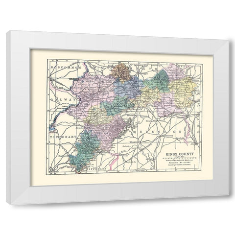 Kings County Ireland - Bartholomew 1882 White Modern Wood Framed Art Print by Bartholomew
