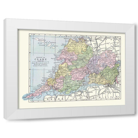 Clare County Ireland - Bartholomew 1882 White Modern Wood Framed Art Print by Bartholomew