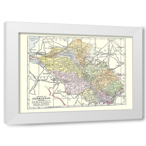 Fermanagh County Ireland - Bartholomew 1882 White Modern Wood Framed Art Print by Bartholomew