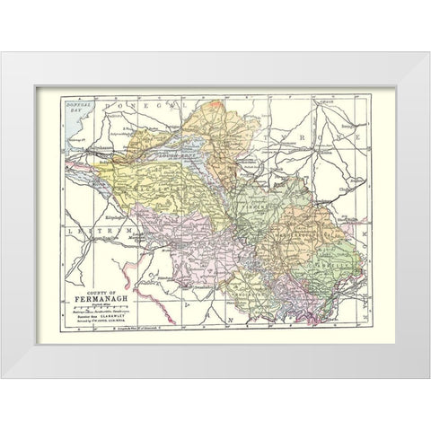 Fermanagh County Ireland - Bartholomew 1882 White Modern Wood Framed Art Print by Bartholomew