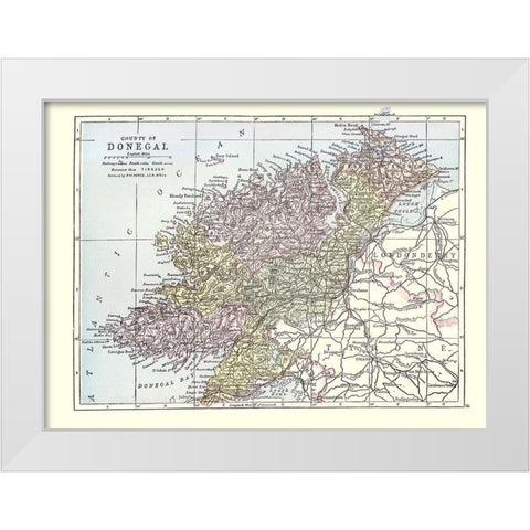 Donegal County Ireland - Bartholomew 1882 White Modern Wood Framed Art Print by Bartholomew