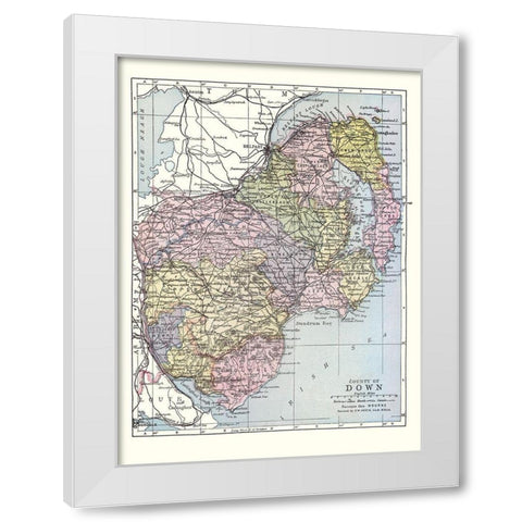 Down County Ireland - Bartholomew 1882 White Modern Wood Framed Art Print by Bartholomew