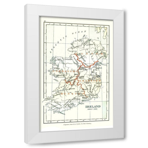 Ireland 1500 - Gardiner 1902 White Modern Wood Framed Art Print by Gardiner
