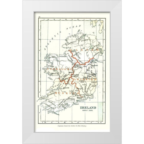 Ireland 1500 - Gardiner 1902 White Modern Wood Framed Art Print by Gardiner