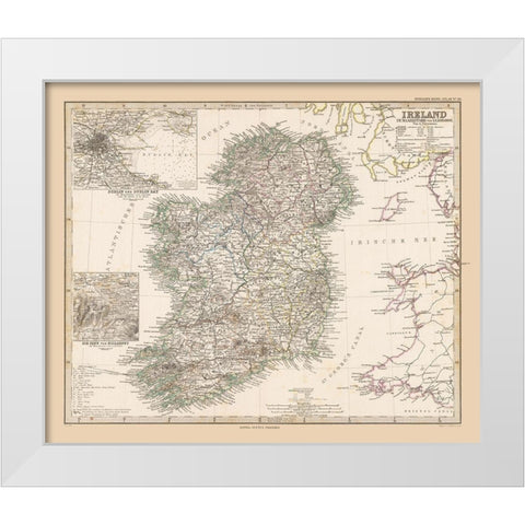 Ireland - Stieler 1885 White Modern Wood Framed Art Print by Stieler