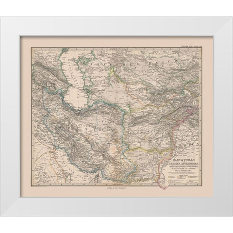 Middle East Iran Afghanistan Pakistan White Modern Wood Framed Art Print by Stieler