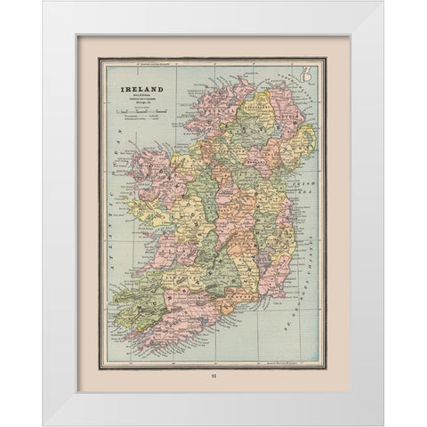 Ireland - Cram 1888 White Modern Wood Framed Art Print by Cram