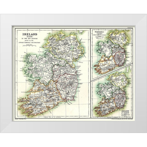 Ireland 12th Century - Poole 1902 White Modern Wood Framed Art Print by Poole