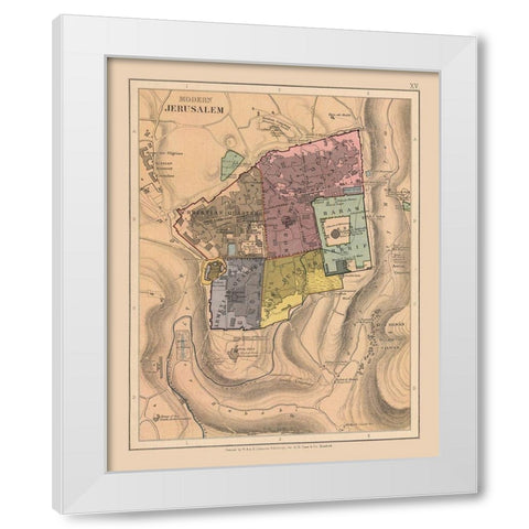 Religions in Modern Jerusalem Israel - Case  1878 White Modern Wood Framed Art Print by Case
