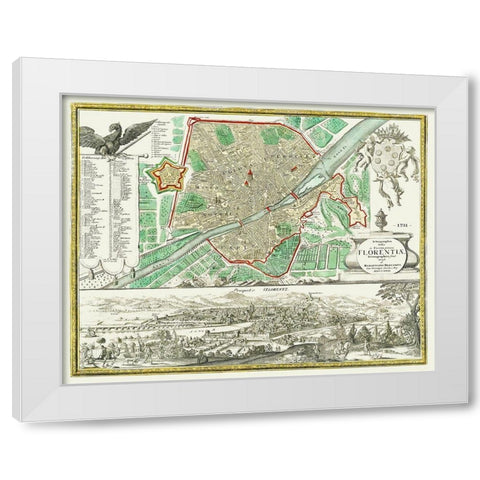 Florence Italy - Homann 1731 White Modern Wood Framed Art Print by Homann