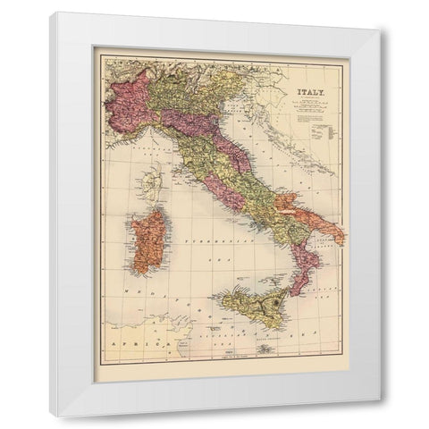 Italy - Bartholomew 1890 White Modern Wood Framed Art Print by Bartholomew