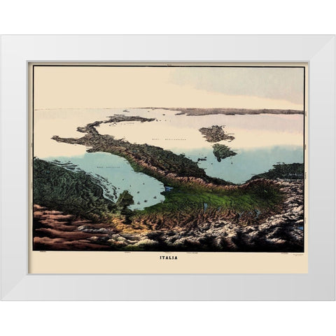 Panoramic Italy - Corbetta 1853 White Modern Wood Framed Art Print by Corbetta