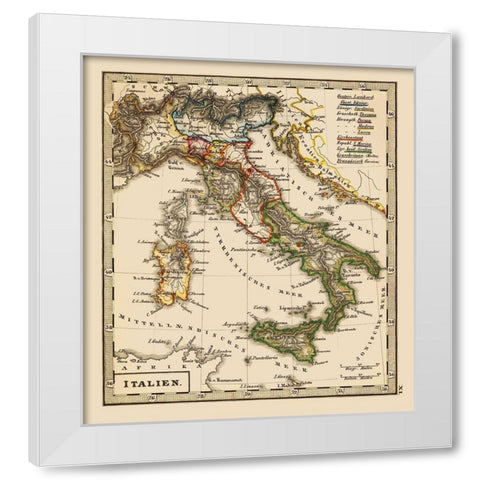 Italy - Stieler 1852 White Modern Wood Framed Art Print by Stieler