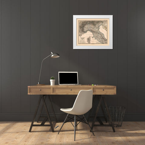 Northern Italy- Stieler 1885 White Modern Wood Framed Art Print by Stieler