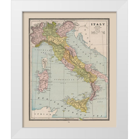 Italy - Cram 1888 White Modern Wood Framed Art Print by Cram