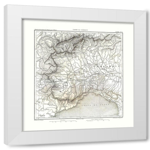 Piedmont Italy - Thiers 1866 White Modern Wood Framed Art Print by Thiers