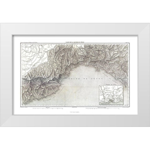 Genoa Italy - Thiers 1866 White Modern Wood Framed Art Print by Thiers