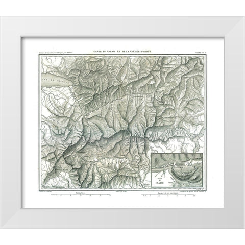 Aosta Valley Italy - Thiers 1866 White Modern Wood Framed Art Print by Thiers