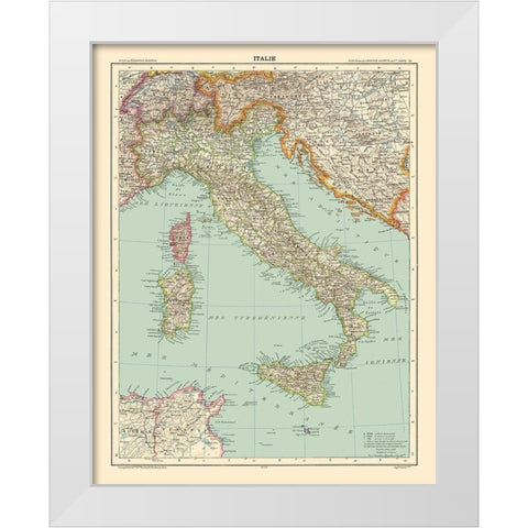 Italy - Schrader 1908 White Modern Wood Framed Art Print by Schrader
