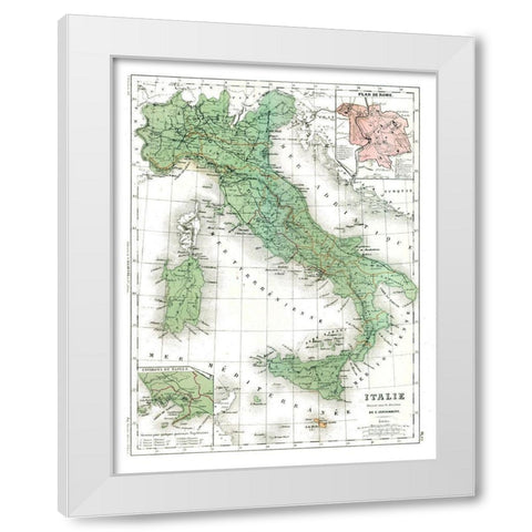 Italy - Cortambert 1880 White Modern Wood Framed Art Print by Cortambert