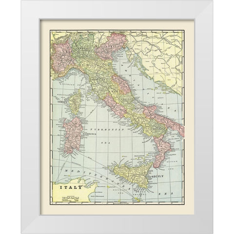 Italy - Cram 1892 White Modern Wood Framed Art Print by Cram
