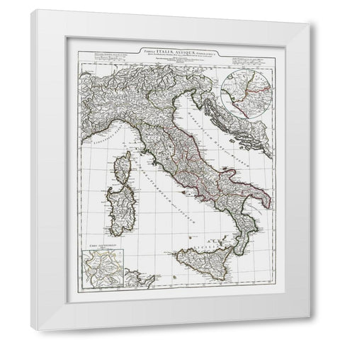 Ancient Italy - DAnville 1799 White Modern Wood Framed Art Print by D''Anville