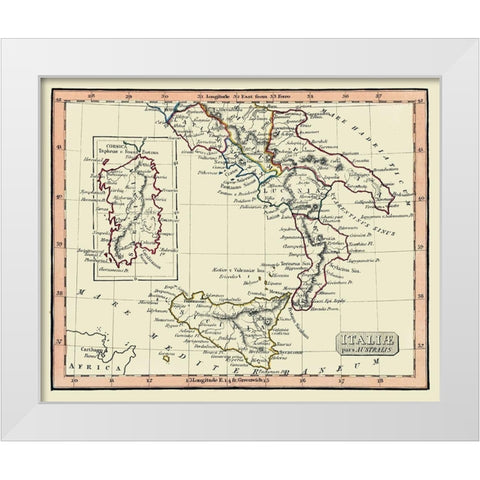 Ancient South Italy - Fenner 1830 White Modern Wood Framed Art Print by Fenner