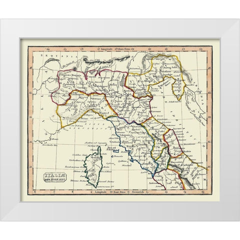 Ancient Northern Italy - Fenner 1830 White Modern Wood Framed Art Print by Fenner